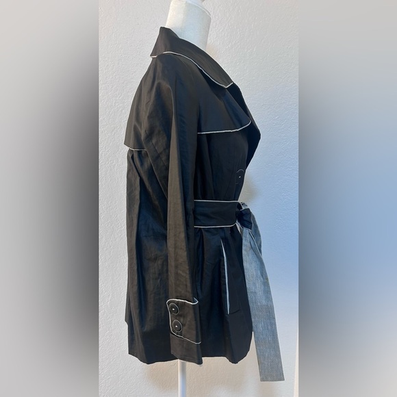 Paule Ka Vintage Designer Black Unique Short Trench Coat Size 38/ US 6 - Picture 2 of 9